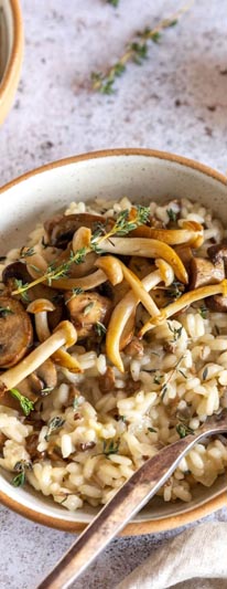 Risoto de Arroz Arboreo com Cogumelos e Vinho Branco