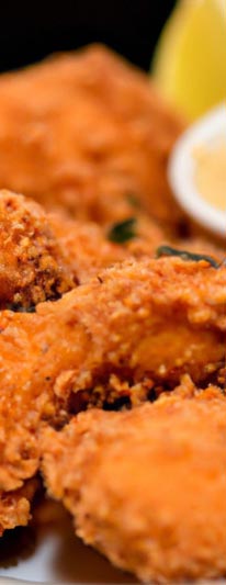 Frango Empanado com Alho Frito